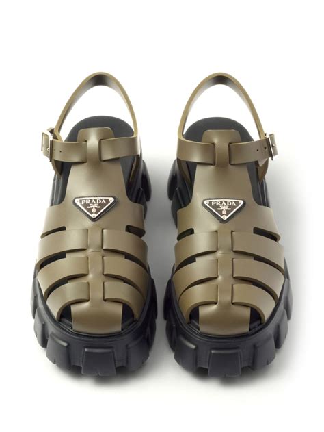 prada triangle-logo fisherman sandals|prada platform sandals.